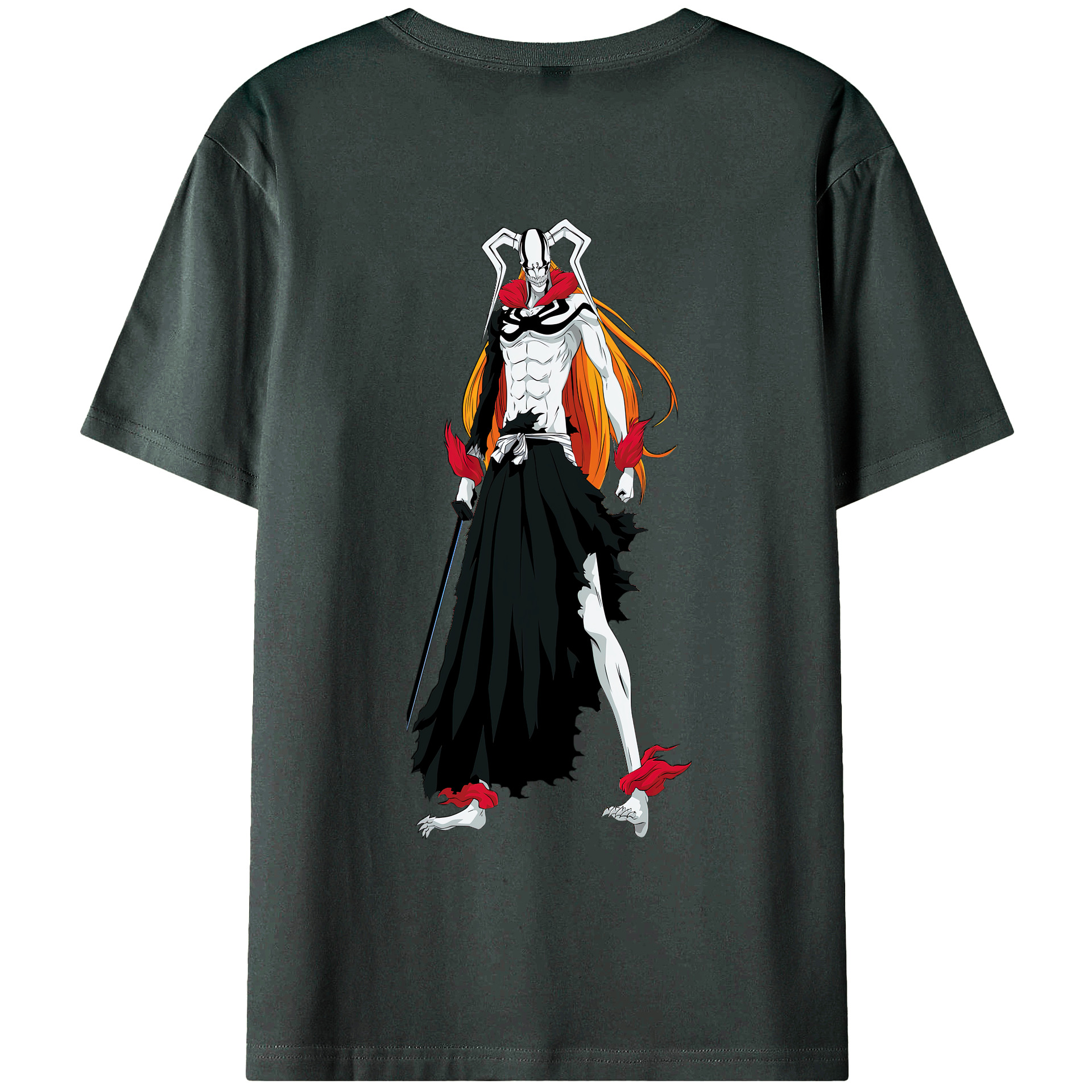 （画像用） ブリーチ 黒崎一護（くろさき いちご）BLEACH Kurosaki Ichigo 綿100％ メンズ半袖Tシャツ（バックプリント） 通気性